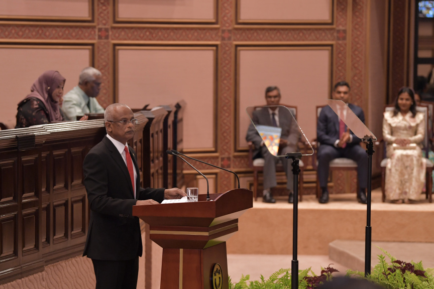 ފެބްރުއަރީ 3، 2020: މިއަހަރަށް ރައްޔިތުންގެ މަޖިލިސް ހުޅުވުމާއި ރައީސުލްޖުމްހޫރިއްޔާ ރިޔާސީ ބަޔާން އިއްވުން ---- ފޮޓޯ/ ރައީސް އޮފީސް