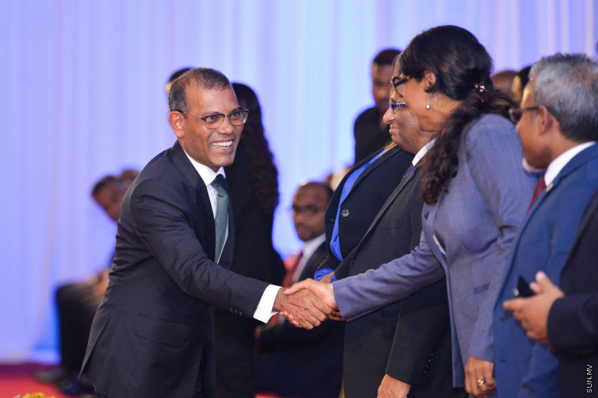 ފެބްރުއަރީ 18، 2020: ޝަރުއީ ދާއިރާގެ ގަޟާއީ އާ އަހަރު ފެށުމުގެ ގޮތުން ދަރުބާރުގޭގައި ބޭއްވި ރަސްމިއްޔާތުގެ ތެރެއިން: މި ރަސްމިއްޔާތުގައި ރައީސް އިބްރާޙިމް މުހައްމަދު ސޯލިހް އާއި މަޖިލިސް ރައީސް މުހައްމަދު ނަޝީދު ބައިވެރިވެ ވަޑައިގެންނެވި -- ސަން ފޮޓޯ/ ފަޔާޒު މޫސާ