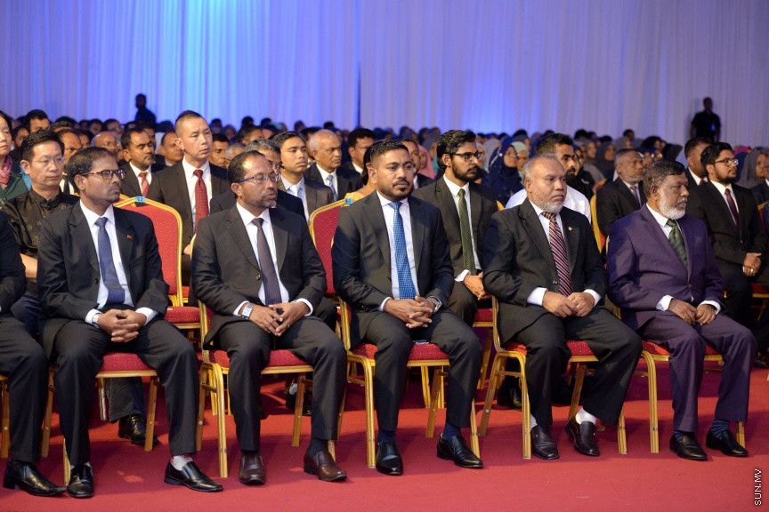 ފެބްރުއަރީ 18، 2020: ޝަރުއީ ދާއިރާގެ ގަޟާއީ އާ އަހަރު ފެށުމުގެ ގޮތުން ދަރުބާރުގޭގައި ބޭއްވި ރަސްމިއްޔާތުގެ ތެރެއިން: މި ރަސްމިއްޔާތުގައި ރައީސް އިބްރާޙިމް މުހައްމަދު ސޯލިހް އާއި މަޖިލިސް ރައީސް މުހައްމަދު ނަޝީދު ބައިވެރިވެ ވަޑައިގެންނެވި -- ސަން ފޮޓޯ/ ފަޔާޒު މޫސާ