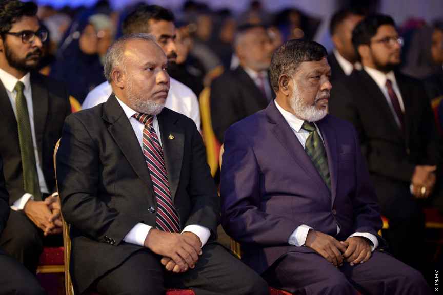 ފެބްރުއަރީ 18، 2020: ޝަރުއީ ދާއިރާގެ ގަޟާއީ އާ އަހަރު ފެށުމުގެ ގޮތުން ދަރުބާރުގޭގައި ބޭއްވި ރަސްމިއްޔާތުގެ ތެރެއިން: މި ރަސްމިއްޔާތުގައި ރައީސް އިބްރާޙިމް މުހައްމަދު ސޯލިހް އާއި މަޖިލިސް ރައީސް މުހައްމަދު ނަޝީދު ބައިވެރިވެ ވަޑައިގެންނެވި -- ސަން ފޮޓޯ/ ފަޔާޒު މޫސާ