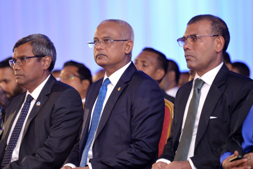 ފެބްރުއަރީ 18، 2020: ޝަރުއީ ދާއިރާގެ ގަޟާއީ އާ އަހަރު ފެށުމުގެ ގޮތުން ދަރުބާރުގޭގައި ބޭއްވި ރަސްމިއްޔާތުގެ ތެރެއިން: މި ރަސްމިއްޔާތުގައި ރައީސް އިބްރާޙިމް މުހައްމަދު ސޯލިހް އާއި މަޖިލިސް ރައީސް މުހައްމަދު ނަޝީދު ބައިވެރިވެ ވަޑައިގެންނެވި -- ސަން ފޮޓޯ/ ފަޔާޒު މޫސާ