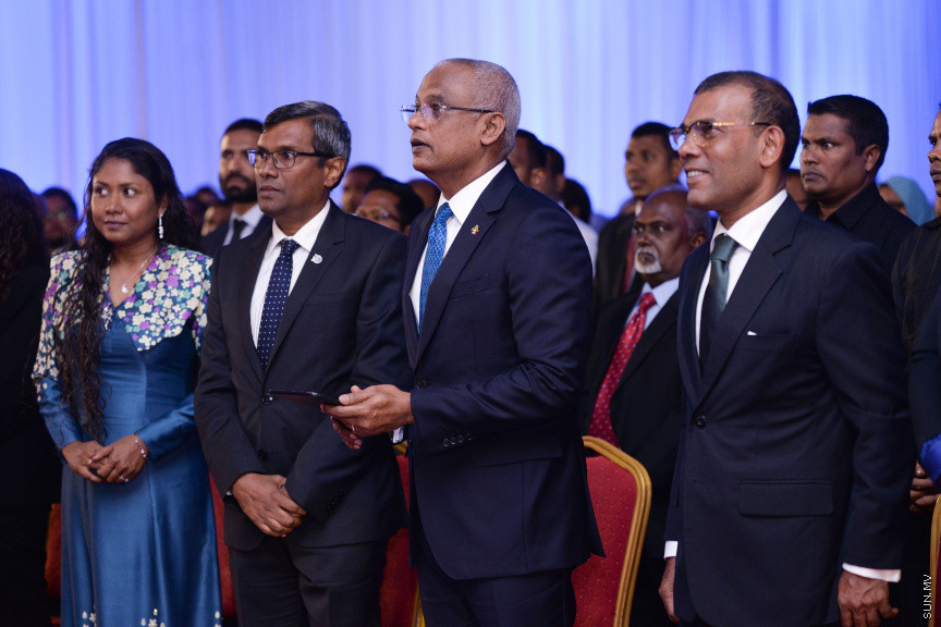 ފެބްރުއަރީ 18، 2020: ޝަރުއީ ދާއިރާގެ ގަޟާއީ އާ އަހަރު ފެށުމުގެ ގޮތުން ދަރުބާރުގޭގައި ބޭއްވި ރަސްމިއްޔާތުގެ ތެރެއިން: މި ރަސްމިއްޔާތުގައި ރައީސް އިބްރާޙިމް މުހައްމަދު ސޯލިހް އާއި މަޖިލިސް ރައީސް މުހައްމަދު ނަޝީދު ބައިވެރިވެ ވަޑައިގެންނެވި -- ސަން ފޮޓޯ/ ފަޔާޒު މޫސާ