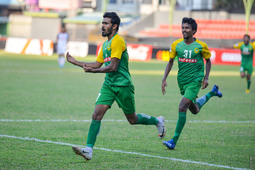 ފެބްރުއަރީ 19، 2020: އޭއެފްސީ މުބާރާތުގެ ޕްލޭ އޮފުގެ ފުރަތަމަ ލެގުގައި ރާއްޖޭގެ މާޒިޔާ ސްޕޯޓްސްއާ އިންޑިއާގެ ބެންގަލޫރު އެފްސީ ކުޅުނު މެޗުގެ ތެރެއިން -- ސަން ފޮޓޯ/ ފަޔާޒު މޫސާ