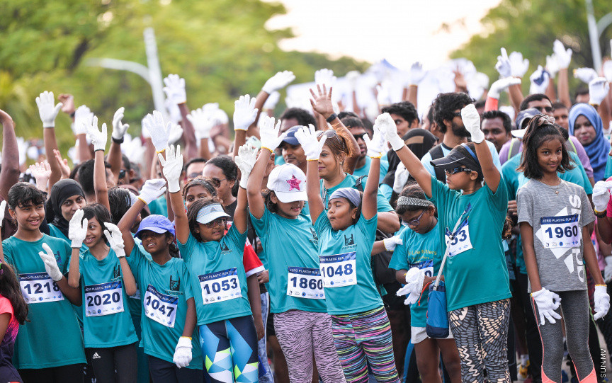 ފެބްރުއަރީ 28، 2020: ގިނަ އަދަދެއްގެ ބައިވެރިންނާއިއެކު ހުޅުމާލޭގައި ބޭއްވި ޒީރޯ ޕްލާސްޓިކް ރަންގެ ތެރެއިން -- ސަން ފޮޓޯ/ ފަޔާޒު މޫސާ