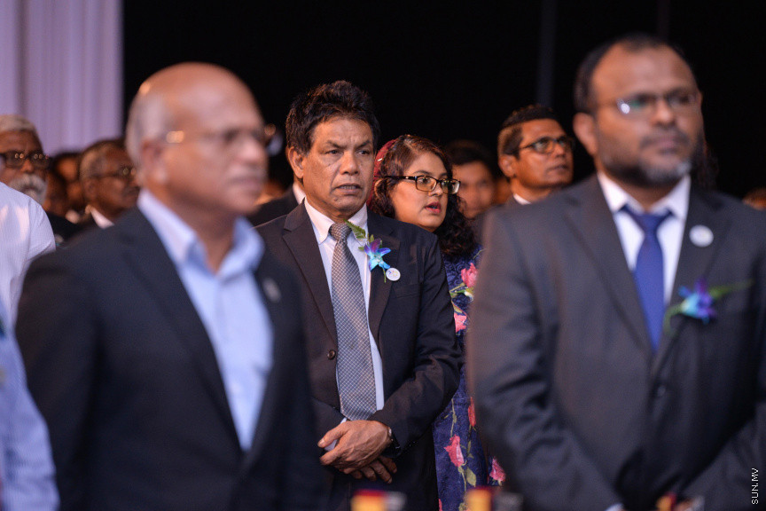 މާޗް 4، 2020: ސްޓެލްކޯއިން ކަރަންޓުގެ ހިދުމަތަށް ދޭން ފެށިތާ 70 އަހަރު ފުރުން ފާހަގަ ކުރުމަށް ދަރުބާރުގޭގައި ބޭއްވި ޖަލްސާގެ ތެރެއިން -- ސަން ފޮޓޯ/ ފަޔާޒު މޫސާ