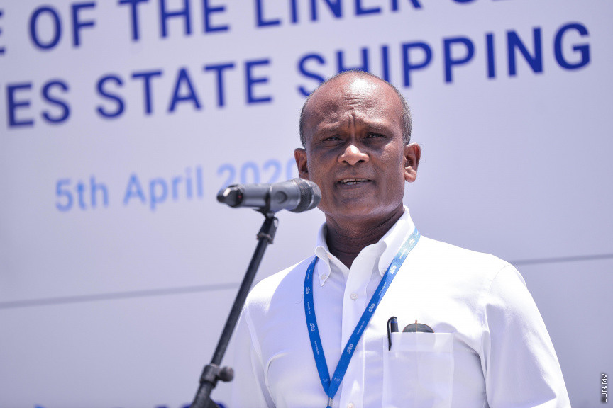 އޭޕްރީލް 5، 2020: ރާއްޖޭގައި އަލަށް އުފެއްދި ގައުމީ ޝިޕިން ކުންފުނި، މޯލްޑިވްސް ސްޓޭޓް ޝިޕިން (އެމްއެސްއެސް)ގެ ފުރަތަމަ ބޯޓު ރާއްޖެ ގެނެސް، ރާއްޖޭގެ އާ ޝިޕިން ލައިން އިފްތިތާހްކުރުން -- ސަން ފޮޓޯ/ ފަޔާޒު މޫސާ