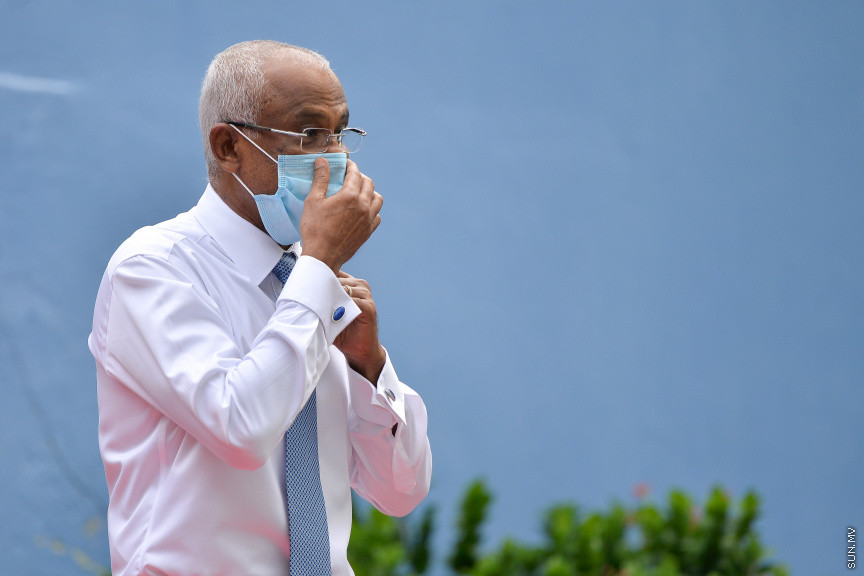ޖުލައި 5، 2020: ރައީސް އިބްރާޙިމް މުހައްމަދު ސޯލިހް ދިވެހި ފުލުހުންނާ ބައްދަލުކުރެއްވުމަށް  އިސްކަންދަރުކޮށީގައި ބޭއްވި ރަސްމިއްޔާތުގެ ތެރެއިން -- ސަން ފޮޓޯ/ ފަޔާޒު މޫސާ