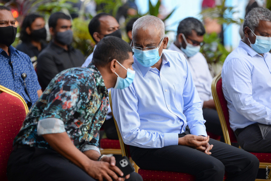 ޑިސެމްބަރ 6، 2020: ނެޝެނަލް މާޝަލް އާރޓްސް ސެންޓަރ އަދި ހުޅުމާލެ ޓީޓީ ހޯލް ހުޅުވުމަށް ސްޕޯޓްސް ކޮމްޕްލެކްސްގައި ބޭއްވި ރަސްމިއްޔާތުގެ ތެރެއިން -- ސަން ފޮޓޯ/ ފަޔާޒު މޫސާ