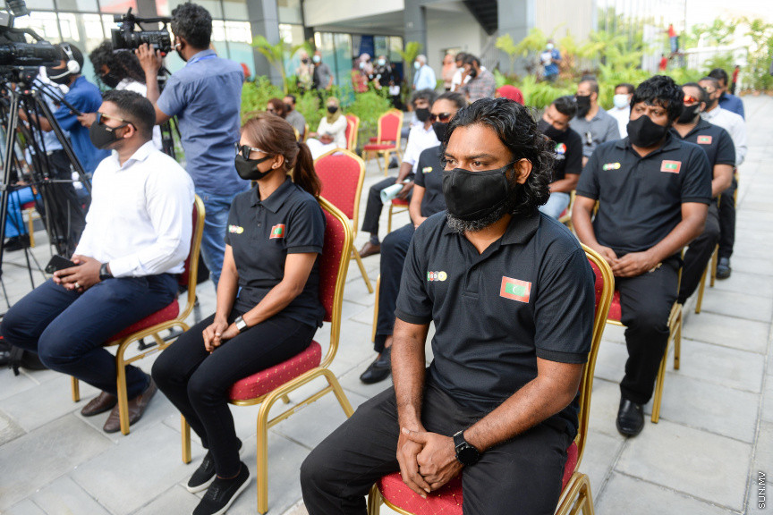 ޑިސެމްބަރ 6، 2020: ނެޝެނަލް މާޝަލް އާރޓްސް ސެންޓަރ އަދި ހުޅުމާލެ ޓީޓީ ހޯލް ހުޅުވުމަށް ސްޕޯޓްސް ކޮމްޕްލެކްސްގައި ބޭއްވި ރަސްމިއްޔާތުގެ ތެރެއިން -- ސަން ފޮޓޯ/ ފަޔާޒު މޫސާ