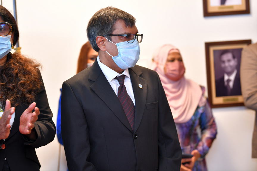 ޖުލައި 15، 2021: ފޮރިން މިނިސްޓްރީ އިމާރާތް މަރާމާތުކޮށް, "ފަތުހުالله ޖަމީލް ބިލްޑިންގ"ގެ ނަމުގައި އެތަން ރަސްމީކޮށް އިފްތިތާހުކުރުމަށް ބޭއްވި ރަސްމިއްޔާތުގެ ތެރެއިން -- ފޮޓޯ/ ރައީސް އޮފީސް