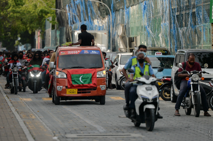 09/30/2021 - "ޒުވާނުން ގައުމީ ޓީމާއެކު" ގެ ނަމުގައި މިއަދު ހަވީރު މާލޭގައި ބޭއްވި ސައިކަލް ބުރުގެ ތެރެއިން --- ސަން ފޮޓޯ// އަހުމަދު އައިމަން އަލީ
