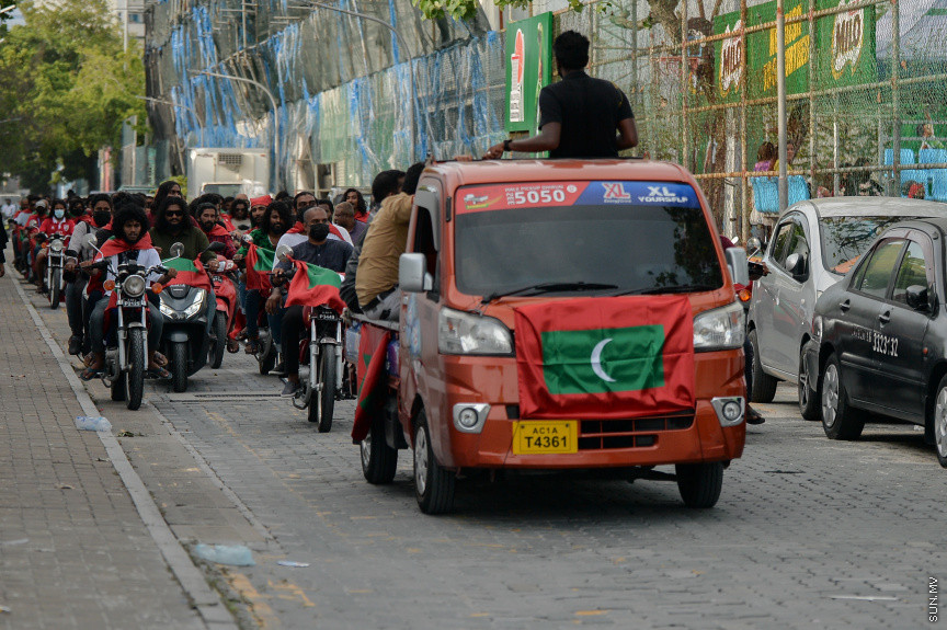 09/30/2021 - "ޒުވާނުން ގައުމީ ޓީމާއެކު" ގެ ނަމުގައި މިއަދު ހަވީރު މާލޭގައި ބޭއްވި ސައިކަލް ބުރުގެ ތެރެއިން --- ސަން ފޮޓޯ// އަހުމަދު އައިމަން އަލީ