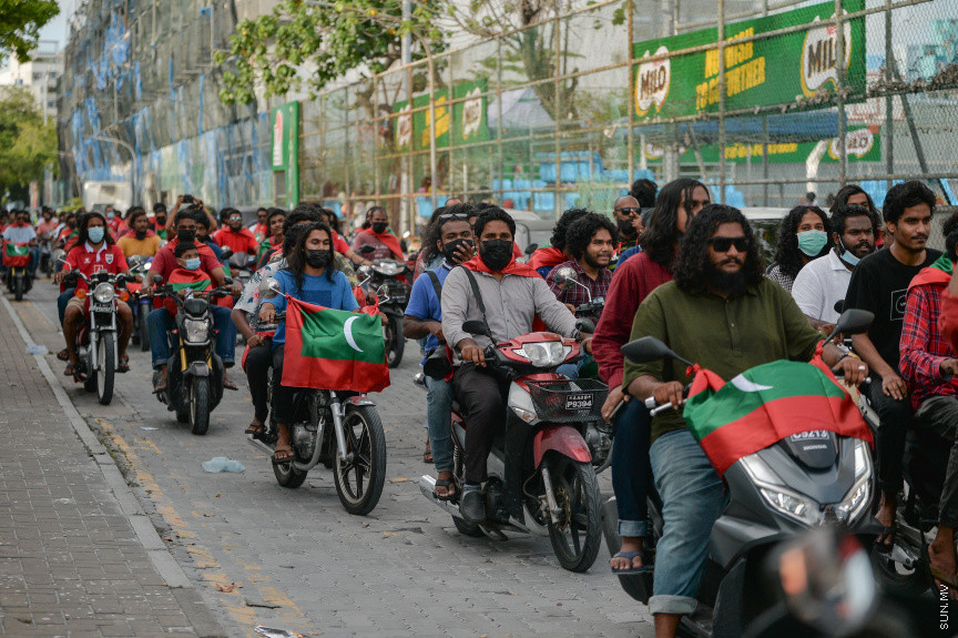 09/30/2021 - "ޒުވާނުން ގައުމީ ޓީމާއެކު" ގެ ނަމުގައި މިއަދު ހަވީރު މާލޭގައި ބޭއްވި ސައިކަލް ބުރުގެ ތެރެއިން --- ސަން ފޮޓޯ// އަހުމަދު އައިމަން އަލީ