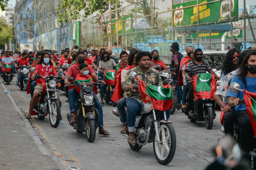 09/30/2021 - "ޒުވާނުން ގައުމީ ޓީމާއެކު" ގެ ނަމުގައި މިއަދު ހަވީރު މާލޭގައި ބޭއްވި ސައިކަލް ބުރުގެ ތެރެއިން --- ސަން ފޮޓޯ// އަހުމަދު އައިމަން އަލީ