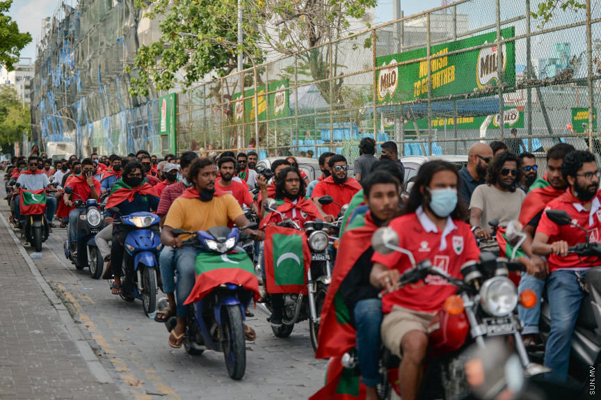 09/30/2021 - "ޒުވާނުން ގައުމީ ޓީމާއެކު" ގެ ނަމުގައި މިއަދު ހަވީރު މާލޭގައި ބޭއްވި ސައިކަލް ބުރުގެ ތެރެއިން --- ސަން ފޮޓޯ// އަހުމަދު އައިމަން އަލީ