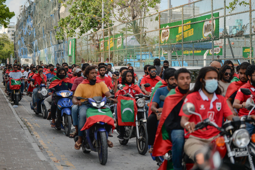 09/30/2021 - "ޒުވާނުން ގައުމީ ޓީމާއެކު" ގެ ނަމުގައި މިއަދު ހަވީރު މާލޭގައި ބޭއްވި ސައިކަލް ބުރުގެ ތެރެއިން --- ސަން ފޮޓޯ// އަހުމަދު އައިމަން އަލީ