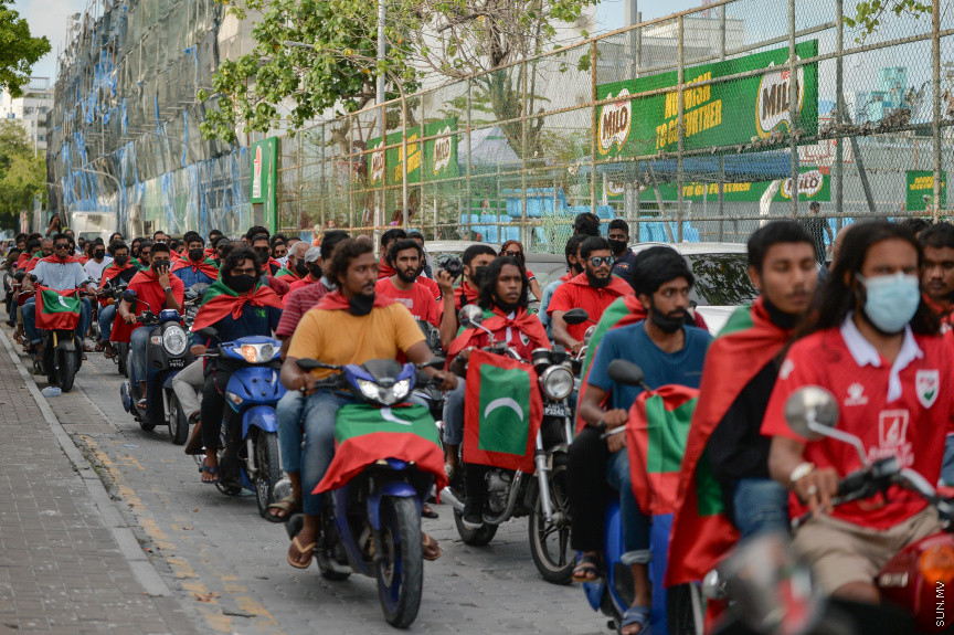 09/30/2021 - "ޒުވާނުން ގައުމީ ޓީމާއެކު" ގެ ނަމުގައި މިއަދު ހަވީރު މާލޭގައި ބޭއްވި ސައިކަލް ބުރުގެ ތެރެއިން --- ސަން ފޮޓޯ// އަހުމަދު އައިމަން އަލީ