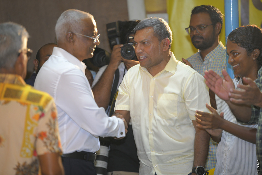 ރައީސް އިބްރާހީމް މުހައްމަދު ޞާލިހުގެ ކެމްޕެއިން ޖަލްސާގެ ތެރެއިން --- ސަންފޮޓޯ/ ނާއިލް ހުސައިން 