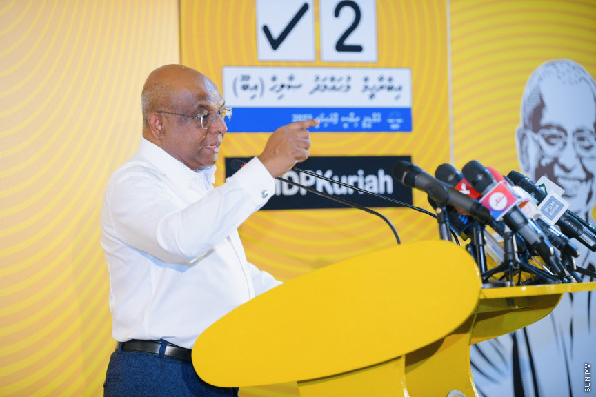 ރައީސް އިބްރާހީމް މުހައްމަދު ޞާލިހުގެ ކެމްޕެއިން ޖަލްސާގެ ތެރެއިން --- ސަންފޮޓޯ/ ނާއިލް ހުސައިން 