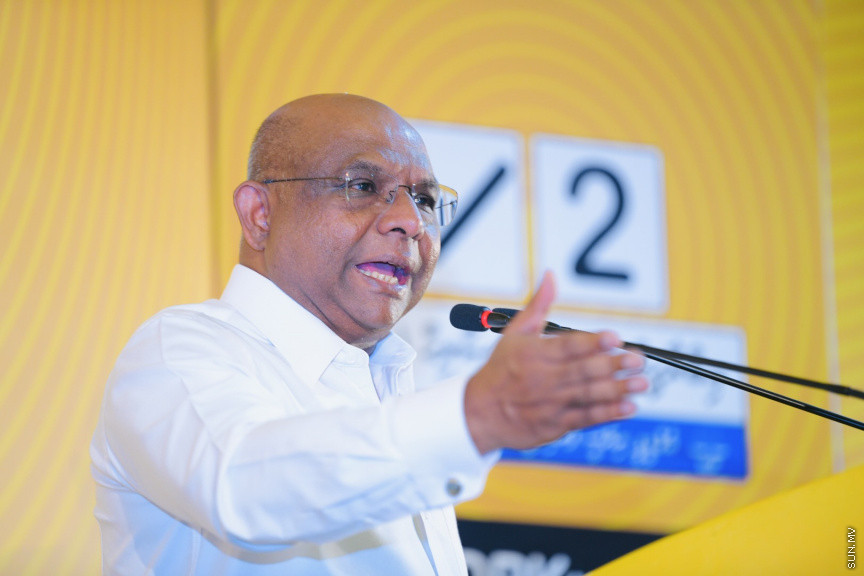 ރައީސް އިބްރާހީމް މުހައްމަދު ޞާލިހުގެ ކެމްޕެއިން ޖަލްސާގެ ތެރެއިން --- ސަންފޮޓޯ/ ނާއިލް ހުސައިން 