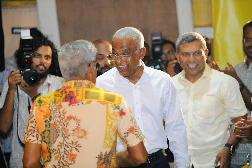 ރައީސް އިބްރާހީމް މުހައްމަދު ޞާލިހުގެ ކެމްޕެއިން ޖަލްސާގެ ތެރެއިން --- ސަންފޮޓޯ/ ނާއިލް ހުސައިން 