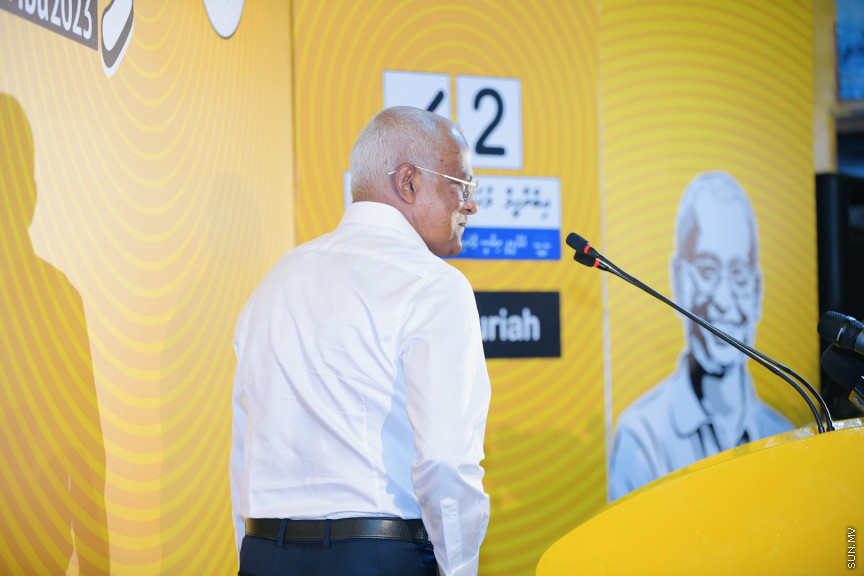 ރައީސް އިބްރާހީމް މުހައްމަދު ޞާލިހުގެ ކެމްޕެއިން ޖަލްސާގެ ތެރެއިން --- ސަންފޮޓޯ/ ނާއިލް ހުސައިން 