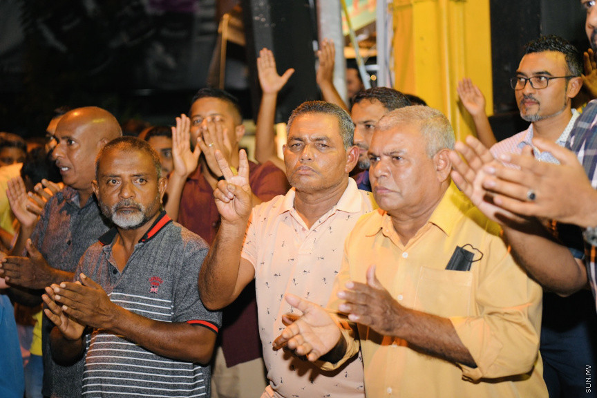 ރައީސް އިބްރާހީމް މުހައްމަދު ޞާލިހުގެ ކެމްޕެއިން ޖަލްސާގެ ތެރެއިން --- ސަންފޮޓޯ/ ނާއިލް ހުސައިން 