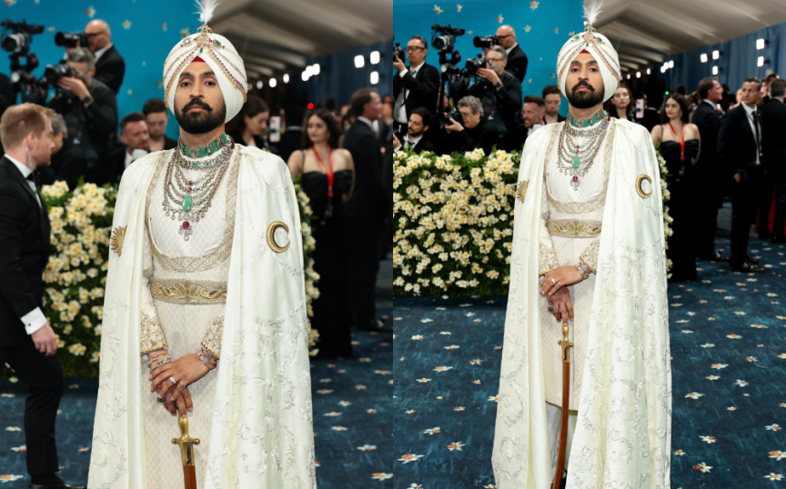 ދިލްޖިތް ދޮސާންޖް: ލަވަކިޔުންތެރިޔާ އަދި އެކްޓަރު ދިލްޖިތްގެ ފުރަތަމަ ފަހަރަށް މެޓް ގާލާއަށް ހާޒިރުވެފައި ވަނީ ޕަންޖާބީ އަންނައުނުގައި -- ފޮޓޯ/ ޖީކިއުއިންޑިއާ