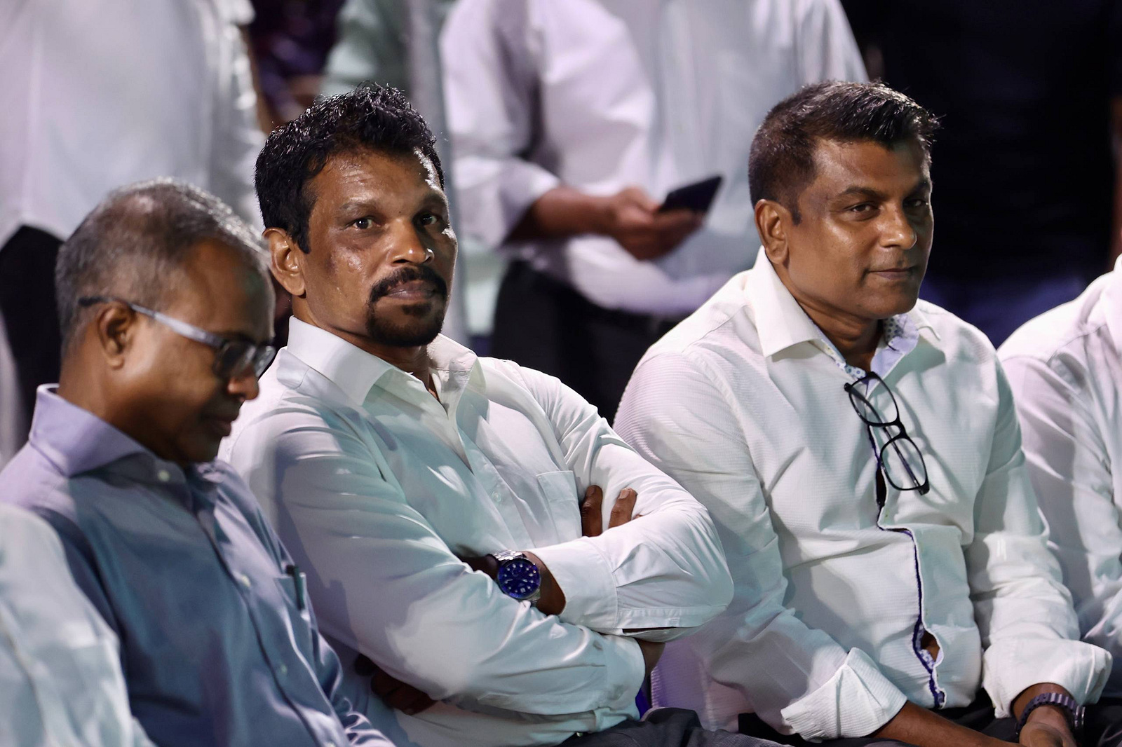 ކުރީގެ ރައީސް އަބްދުالله ޔާމީން އަބްދުލްގައްޔޫމުގެ ޕީއެންއެފްއިން 10 ސެޕްޓެމްބަރު 2026 ގައި ބޭއްވި "ފެހި ސިގްނަލް" ޖަލްސާގެ ތެރެއިން-- ސަން ފޮޓޯ: މުޙައްމަދު ޝާން