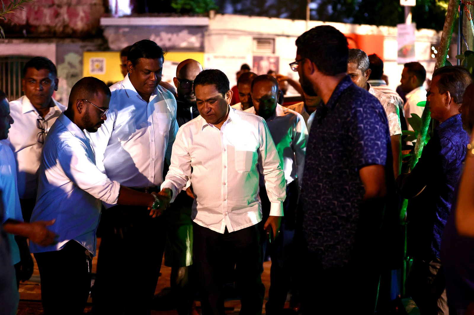 ކުރީގެ ރައީސް އަބްދުالله ޔާމީން އަބްދުލްގައްޔޫމުގެ ޕީއެންއެފްއިން 10 ސެޕްޓެމްބަރު 2026 ގައި ބޭއްވި "ފެހި ސިގްނަލް" ޖަލްސާގެ ތެރެއިން-- ސަން ފޮޓޯ: މުޙައްމަދު ޝާން